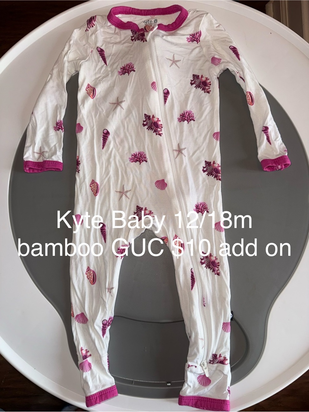 Kyte BABY Bamboo White & Pink Seashell Bamboo Footie